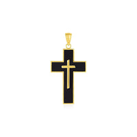 Thumbnail for Cross Pendant with Black Enamel in 14k Yellow Gold Pendants Angelucci Jewelry   