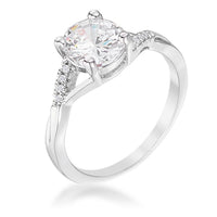 Thumbnail for Rhodium Plated CZ Engagement Rings, 1.3 ct Round Brilliant, Simple Design Rings JGI   