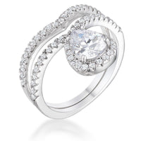 Thumbnail for 1.75Ct Rhodium Chevron Wedding Set With Clear CZ Rings JGI   