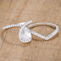 Thumbnail for 1.75Ct Rhodium Chevron Wedding Set With Clear CZ Rings JGI   