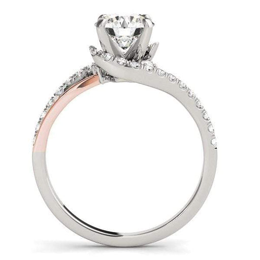 14k White And Rose Gold Bypass Shank Diamond Engagement Ring (1 1/3 cttw) Rings Angelucci Jewelry   
