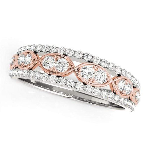 14k White And Rose Gold Double Diamond Infinity Design Band (3/8 cttw) Rings Angelucci Jewelry   