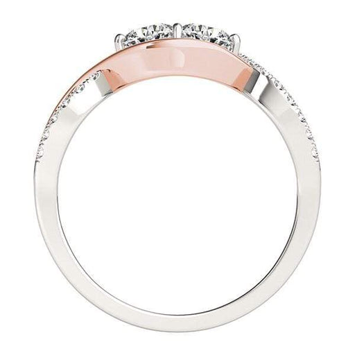 14k White And Rose Gold Infinity Style Two Stone Diamond Ring (5/8 cttw) Rings Angelucci Jewelry   