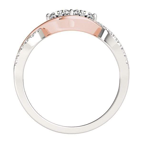 14k White And Rose Gold Infinity Style Two Stone Diamond Ring (5/8 cttw) Rings Angelucci Jewelry   