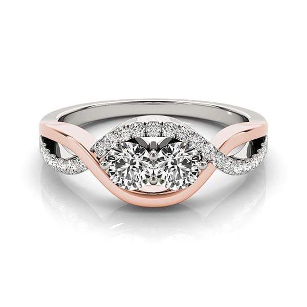 14k White And Rose Gold Infinity Style Two Stone Diamond Ring (5/8 cttw) Rings Angelucci Jewelry   