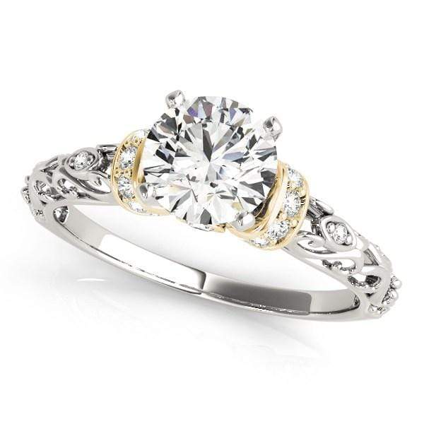 14k White And Yellow Gold Antique Style Diamond Engagement Ring (1 1/8 cttw) Rings Angelucci Jewelry   