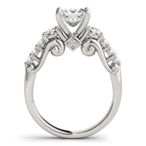 14k White Gold 3 Stone Antique Design Diamond Engagement Ring (1 3/4 cttw) Rings Angelucci Jewelry   