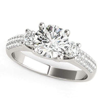 Thumbnail for 14k White Gold 3 Stone Pave Set Band Diamond Engagement Ring (1 7/8 cttw) Rings Angelucci Jewelry   