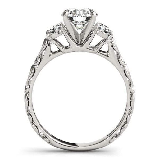 14k White Gold Antique Design 3 Stone Diamond Engagement Ring (1 3/4 cttw) Rings Angelucci Jewelry   