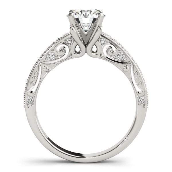 14k White Gold Antique Pronged Round Diamond Engagement Ring (1 1/8 cttw) Rings Angelucci Jewelry   