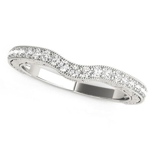 14k White Gold Antique Style Milgrained Curved Diamond Ring (1/4 cttw) Rings Angelucci Jewelry   