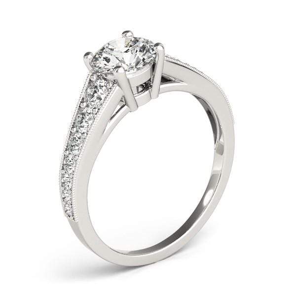 14k White Gold Antique Tapered Shank Diamond Engagement Ring (1 3/8 cttw) Rings Angelucci Jewelry   