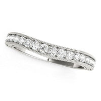 Thumbnail for 14k White Gold Bead Border Curved Diamond Wedding Ring (1/4 cttw) Rings Angelucci Jewelry   