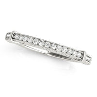 Thumbnail for 14k White Gold Bead Border Modern Wedding Band (1/8 cttw) Rings Angelucci Jewelry   