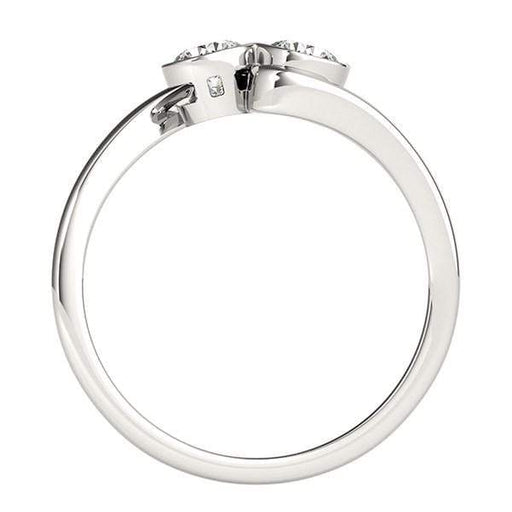 14k White Gold Bezel Set Curved Band Two Stone Diamond Ring (1/2 cttw) Rings Angelucci Jewelry   