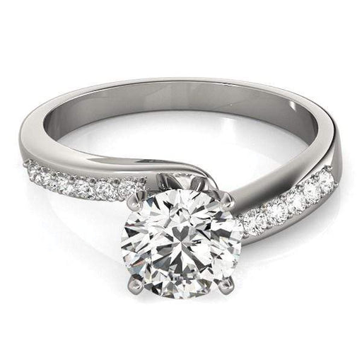 14k White Gold Bypass Round Pronged Diamond Engagement Ring (1 5/8 cttw) Rings Angelucci Jewelry   