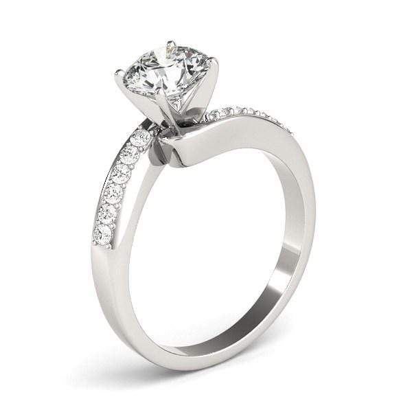 14k White Gold Bypass Round Pronged Diamond Engagement Ring (1 5/8 cttw) Rings Angelucci Jewelry   