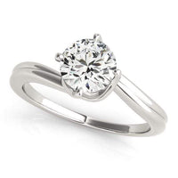 Thumbnail for 14k White Gold Bypass Style Solitaire Round Diamond Engagement Ring (1 cttw) Rings Angelucci Jewelry   
