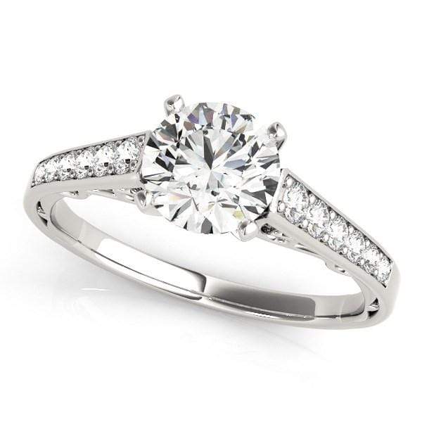 14k White Gold Antique Design 3 Stone Diamond Engagement Ring (1 3/4 cttw)  | Angelucci Jewelry