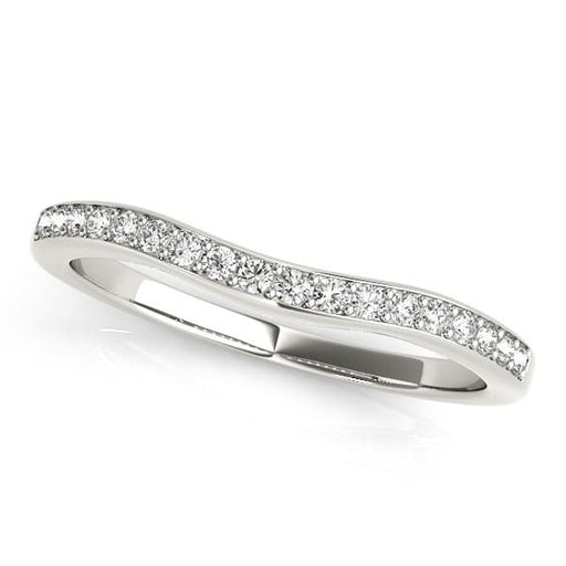 14k White Gold Channel Curved Diamond Wedding Band (1/4 cttw) Rings Angelucci Jewelry   