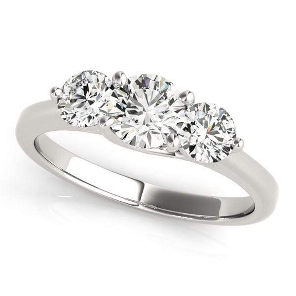 14k White Gold Classic 3 Stone Round Diamond Engagement Ring (1 cttw) Rings Angelucci Jewelry   