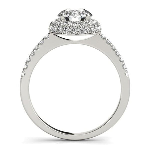 14k White Gold Classic Round Diamond Pave Design Engagement Ring (1 1/2 cttw) Rings Angelucci Jewelry   