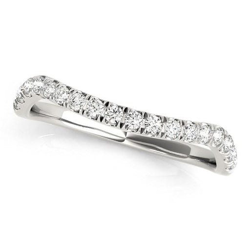 14k White Gold Curved Design Diamond Wedding Band (1/4 cttw) Rings Angelucci Jewelry   