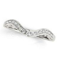 Thumbnail for 14k White Gold Curved Diamond Wedding Ring (1/10 cttw) Rings Angelucci Jewelry   