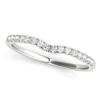 Thumbnail for 14k White Gold Curved Pave Setting Diamond Wedding Ring (1/8 cttw) Rings Angelucci Jewelry   