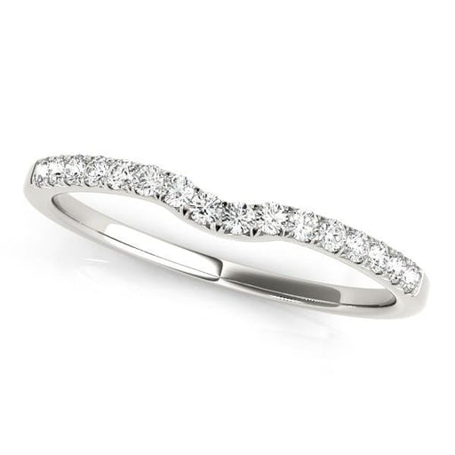 14k White Gold Curved Pave Setting Diamond Wedding Ring (1/8 cttw) Rings Angelucci Jewelry   