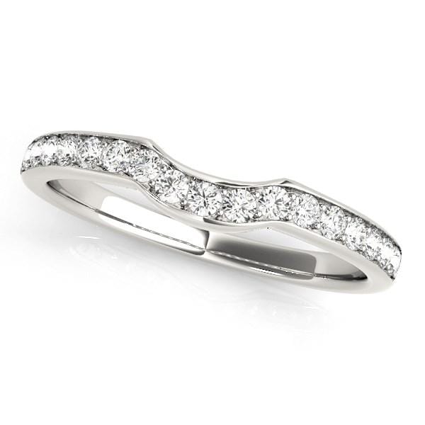 14k White Gold Curved Style Diamond Wedding Ring (1/4 cttw) Rings Angelucci Jewelry   