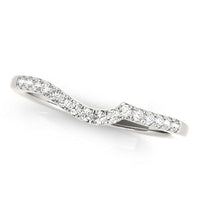 Thumbnail for 14k White Gold Curved Style Pave Diamond Wedding Ring (1/6 cttw) Rings Angelucci Jewelry   