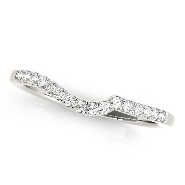 14k White Gold Curved Style Pave Diamond Wedding Ring (1/6 cttw) Rings Angelucci Jewelry   