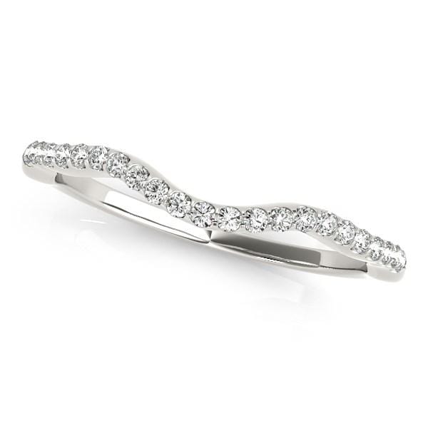 14k White Gold Curvy Style Wedding Ring with Round Diamonds (1/8 cttw) Rings Angelucci Jewelry   