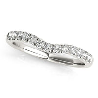 Thumbnail for 14k White Gold Diamond Curved Design Wedding Band (1/4 cttw) Rings Angelucci Jewelry   