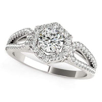 Thumbnail for 14k White Gold Diamond Engagement Ring with Hexagon Halo Border (7/8 cttw) Rings Angelucci Jewelry   