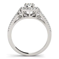 Thumbnail for 14k White Gold Diamond Engagement Ring with Hexagon Halo Border (7/8 cttw) Rings Angelucci Jewelry   