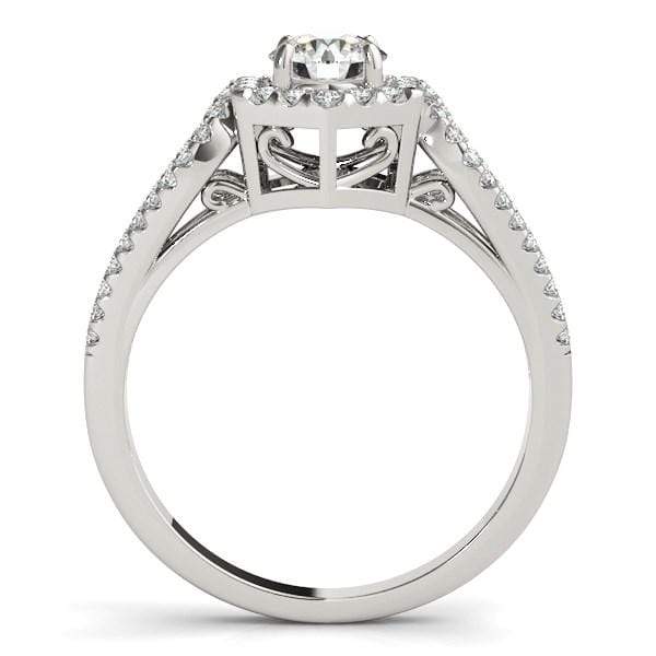 14k White Gold Diamond Engagement Ring with Hexagon Halo Border (7/8 cttw) Rings Angelucci Jewelry   