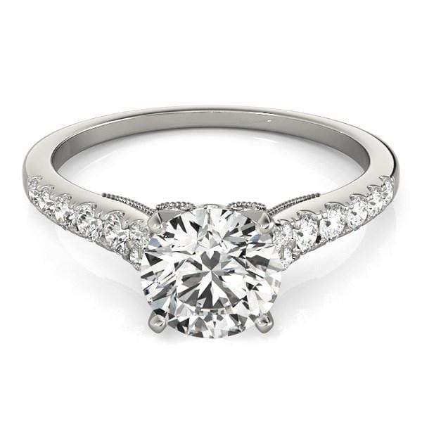 14k White Gold Diamond Engagement Ring With Single Row Band (1 3/4 cttw) Rings Angelucci Jewelry   