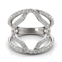 Thumbnail for 14k White Gold Diamond Flower Style Dual Band Ring (5/8 cttw) Rings Angelucci Jewelry   