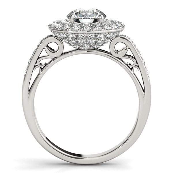 14k White Gold Diamond with Two-Row Pave Border Engagement Ring (2 cttw) Rings Angelucci Jewelry   