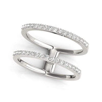 Thumbnail for 14k White Gold Dual Band Design Ring with Diamonds (1/3 cttw) Rings Angelucci Jewelry   