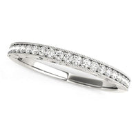 Thumbnail for 14k White Gold Milgrain Bordered Round Diamond Wedding Band (1/6 cttw) Rings Angelucci Jewelry   