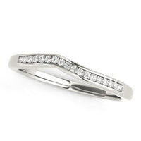 Thumbnail for 14k White Gold Modern Curved Design Diamond Wedding Band (1/10 cttw) Rings Angelucci Jewelry   