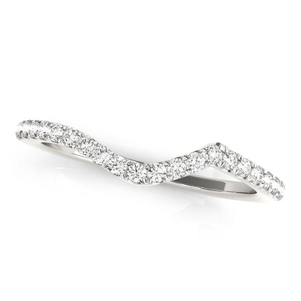 14k White Gold Modern Curved Diamond Wedding Band (1/6 cttw) Rings Angelucci Jewelry   