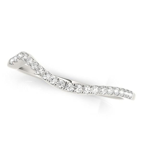 14k White Gold Modern Curved Diamond Wedding Band (1/8 cttw) Rings Angelucci Jewelry   