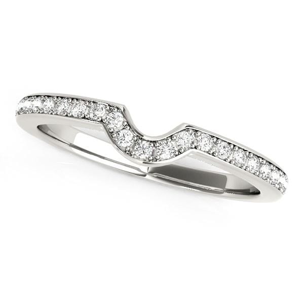 14k White Gold Modern Curved Prong Set Diamond Wedding Band (1/8 cttw) Rings Angelucci Jewelry   