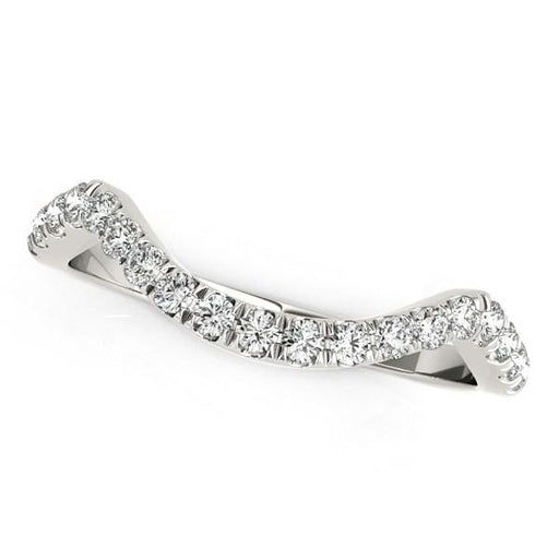 14k White Gold Modern Curved Style Pave Diamond Wedding Band (1/5 cttw) Rings Angelucci Jewelry   