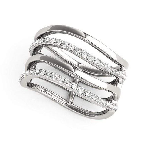 14k White Gold Multiple Band Design Ring with Diamonds (3/8 cttw) Rings Angelucci Jewelry   