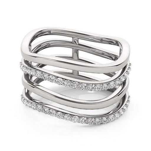 14k White Gold Multiple Band Design Ring with Diamonds (3/8 cttw) Rings Angelucci Jewelry   